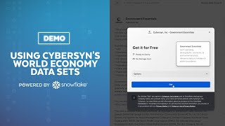 Demo  How To Gain Insights From World Economic Data Using Cybersyn Data Sets [upl. by Hittel]