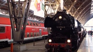 Leipzig Führerstandsmitfahrt mit Dampflok 52 81548 Vereinslok [upl. by Yenttirb]