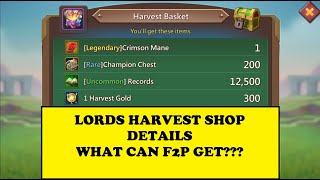 Lords Mobile  LORDS HARVEST SHOP DETAILS  What can F2P players get from this event [upl. by Notyap]