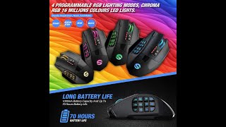 UtechSmart Venus Pro RGB Wireless MMO Gaming Mouse 24 GHz Transmission Technology Up to 70 Hours [upl. by Einot]