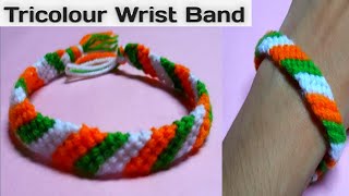 Diytricolour wrist band for independence day15th august special craft207 [upl. by Inaffyt]