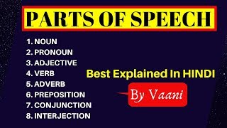 Parts Of Speech  English Grammar  Best Explained With Examples  In Hindi [upl. by Eneluqcaj68]