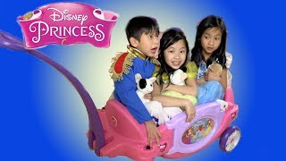 Chloe Pretend Play with Princess Wagon Toy with Kaycee Fun TV [upl. by Jc753]