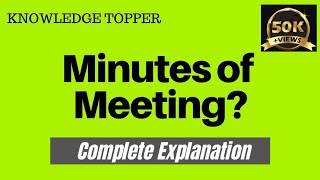 Minutes of Meeting By Knowledge Topper Urdu  Hindi [upl. by Eenram]