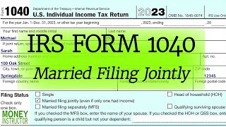 Form 1040 2023 Married Filing Jointly  Dependents Example Tax Filing  Money Instructor [upl. by Trelu]