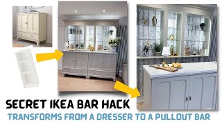 IKEA BILLY amp LOMMARP ✨ HIDDEN ✨Home PULLOUT Bar  Dresser  Transforms From A Dresser Pax DIY HACKs [upl. by Nitnelav]