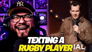 First Time Watching Jim Jefferies  Texting a Rugby Player Reaction [upl. by Aerda]