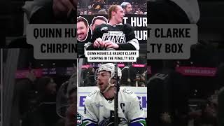 Quinn Hughes ughes Trash Talk Brandt Clarke 😂 [upl. by Nnaesor]