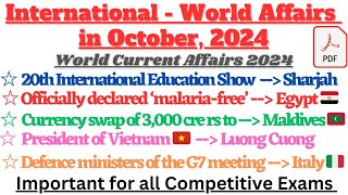 International Current Affairs 2024  World Current Affairs 2024  October 2024 Current Affairs [upl. by Yasmeen734]