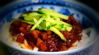 Pork amp Noodles in Peking Sauce Zha Jiang Mian Chinese Style Recipe [upl. by Ethelbert]