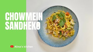 Spaghetti Sandheko  Sadheko Chowmein  Nepali Fastfood [upl. by Aplihs]