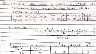 Rank Correlation Coefficient  Spearman rank Correlation coefficient  Rank Correlation  Arya [upl. by Yreneh329]