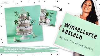 Neutrale Windeltorte basteln  DIY Geldgeschenk zur Geburt selber machen  minipresents [upl. by Aelyk]