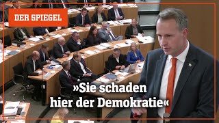 Aufruhr im Thüringer Landtag Schlagabtausch Unterbrechungen Zwischenrufe  DER SPIEGEL [upl. by Divadnhoj]