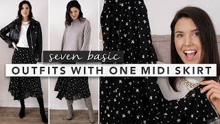 Styling Basics How to Style a Midi Skirt 7 Ways  by Erin Elizabeth [upl. by Yerocal542]