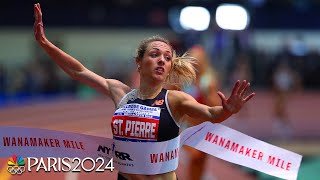 Elle St Pierre breaks American record to win Wanamaker Mile at 2024 Millrose Games  NBC Sports [upl. by Shanney]