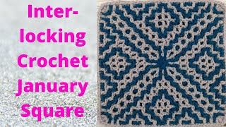 Interlocking Crochet January Square  Interlocking Crochet in the Round Free Pattern [upl. by Odella867]