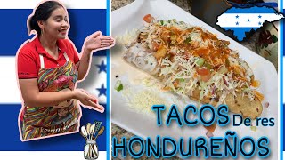 TACOS DE RES HONDUREÑOS🇭🇳 \cómo prepararlos paso a paso  tortillas echas a mano sabor catracho [upl. by Enelyar]