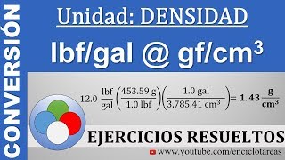 Convertir lbgal a gcm3  Unidades de Densidad [upl. by Elleivap]