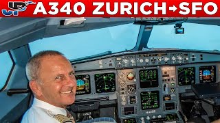 Swiss Airbus A340300 Cockpit Zurich🇨🇭 to San Francisco🇺🇸 [upl. by Nwavahs]