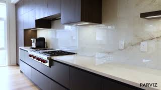 Modern Minimalist Kitchen Tour  Handleless Design with Wood amp Quartz Details [upl. by Ecirual33]