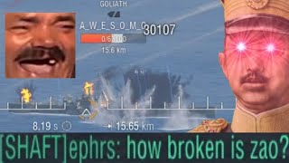 World Of Warships Funny  How Broken Is Zao [upl. by Ilene]