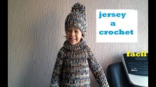 jersey a crochet  tejido facil  sueter de ganchillo  parte 1 [upl. by Adnilam864]