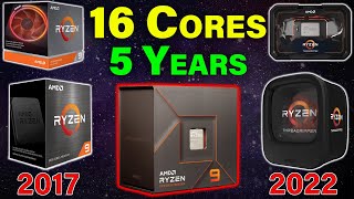 5 Years of AMD CPUs — Zen 1 to Zen 4 Compared — 16 Cores — ThreadRipper 1950X to Ryzen 9 7950X [upl. by Eradis904]