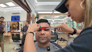 Extremely ATTENTIVE ❤💈 Haircut ASMR by Wendy Gorgeous Lady Barber  Barcelona 🇪🇸 Spain 2024 [upl. by Eenram]