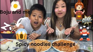 Spicy noodles buldak challenge with boju [upl. by Llenram835]