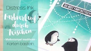 Farbverlauf über maskierte Motivstempel mit Distress Ink  danipeussde [upl. by Dole375]