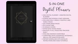 5inOne 2024 Digital Planner in Dark Mode [upl. by Ephrayim941]