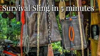 SURVIVAL SLING made in 5 minutes full tutorial and demonstration [upl. by Erasmus798]