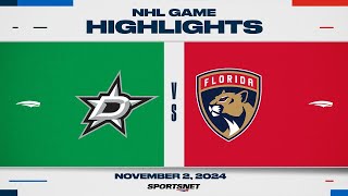 NHL Highlights  Stars vs Panthers  November 2 2024 [upl. by Esilehs]