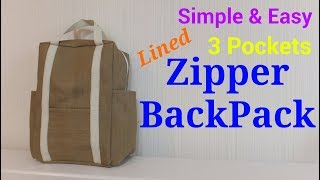 【DIY】3ポケット2wayバックパック3 Pockets Lined 2wayZipper BackPack [upl. by Juno]