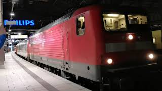 DB 112 1664 hat in Hamburg Hbf Ausfahrt mit dem WFL SNÄLLTÅGET Nachtzug nach Stockholm in Schweden [upl. by Anikahs]