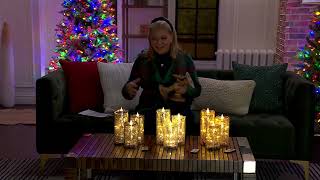 Set of 3 Illuminated Crackle Glass Candles by Valerie on QVC [upl. by Fabriane]