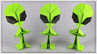 How To Make Origami Alien Riki Saito 👽 Paper Alien 🛸Tutorial by Origamiso [upl. by Cormac973]