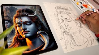 Draw With Me  Lord Shiva Drawing Mahadev Drawing Outline Tutorial 😍 [upl. by Georglana933]