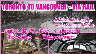 TRAVELING ON ECONOMY TORONTO TO VANCOUVER BY TRAIN  TIPS FOR TRAVELING ON VIA RAIL [upl. by Pressman]