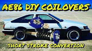 Ae86 DIY Coilovers How to build shortstroke convertion coilovers toyota corolla Levin timelaps [upl. by Schargel]