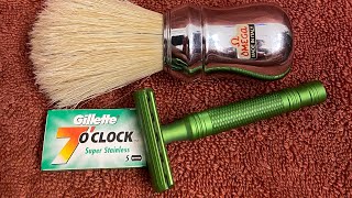 Karve Bison aluminum razor shave amp review Macduffs cream soda soap amp Gillette 7 o’clock green [upl. by Whorton84]