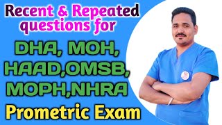 Recent and Repeated questions for DHA MOH HAAD OMSB MOPH NHRA Prometric Exam prometricexam [upl. by Nosirrag]