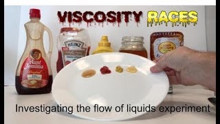 VISCOSITY RACES investigating the flow of liquids experiment [upl. by Eellek]