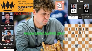 Tactical Draw Magnus Carlsen vs Parham Maghsoodloo  Round 6  FIDE Chess Olympiad 2024 [upl. by Simpkins]