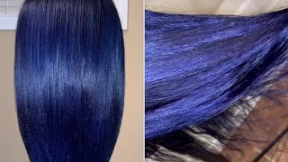 DIY Dying Hair Navy Blue 💙 using the Watercolor Method ft YGWIGS [upl. by Ahsieket]