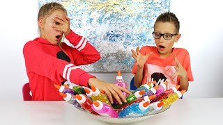 3 Colors of Glue Slime Challenge [upl. by Acey]