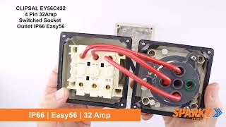 CLIPSAL EY56C432  4 Pin 32Amp Switched Socket Outlet IP66  Easy56 [upl. by Ennasor276]