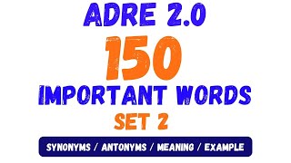 Synonyms  Antonyms  Meaning 50 Important English words  ADRE  ASSAM POLICE  PG TET  set 2 [upl. by Ettesyl]