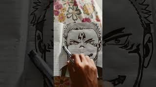 Sketch of Sukuna for jujitsu kaisen 👿Anime Drawingviralvideo art drawing  naruto [upl. by Ness111]